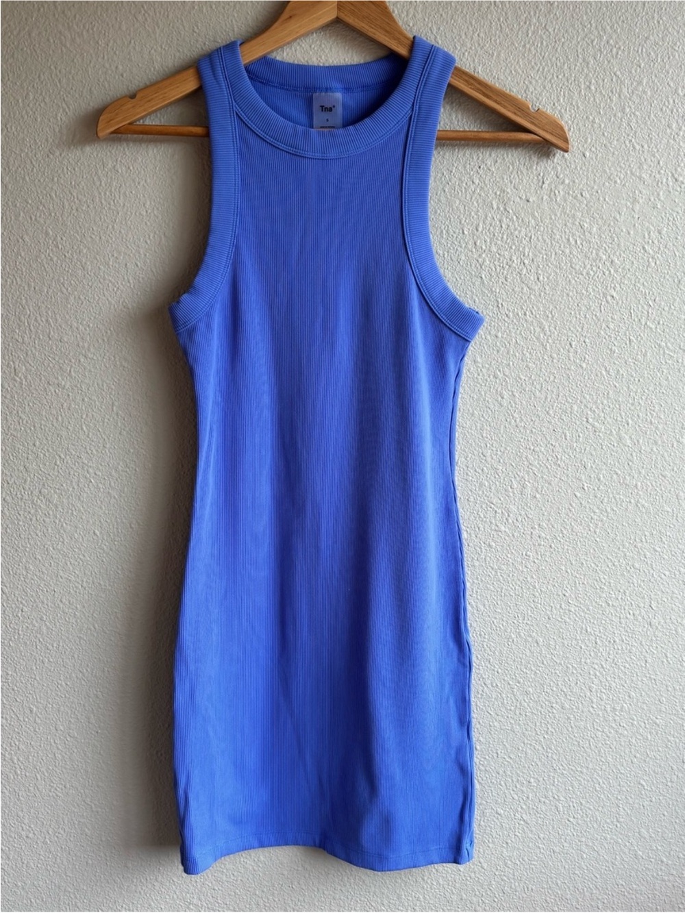 TNA Ribbed Tank Dress in Periwinkle Blue